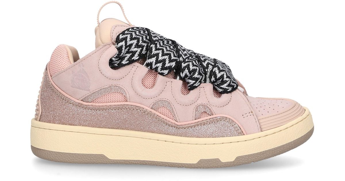 Lanvin Low-top Sneakers Curb Suede in Pink | Lyst