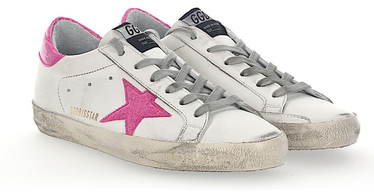 Golden Goose Sneakers Superstar Leather White Star-patch Pink Glitter ...