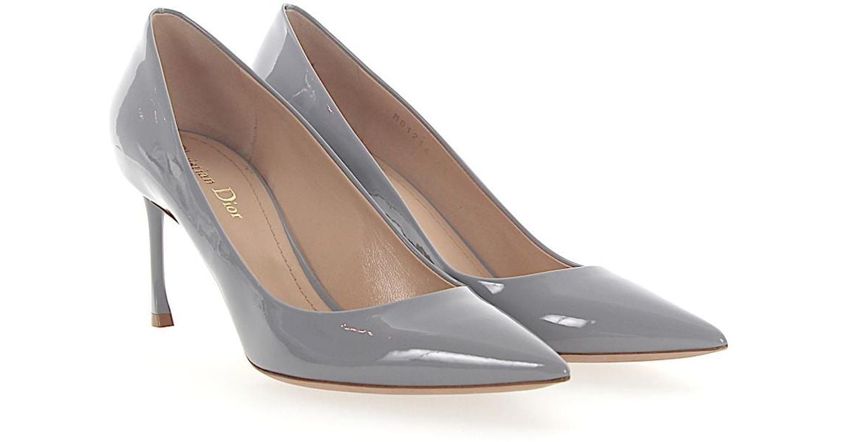 gray patent leather pumps