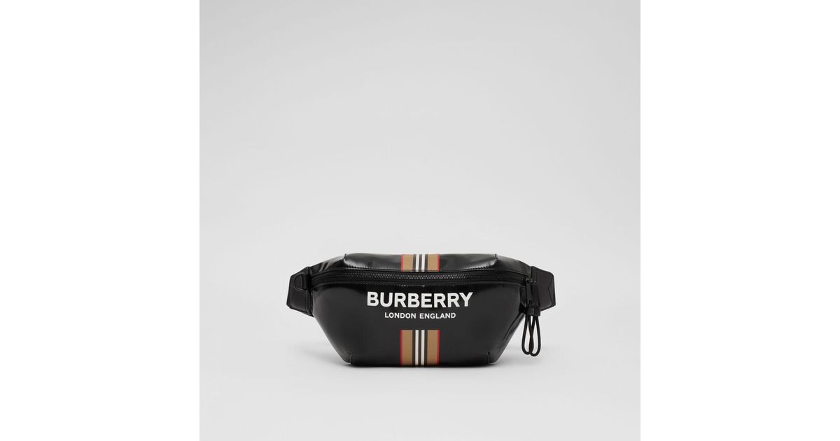 ボディーバッグ BURBERRY Icon Stripe Print Waist Bag Black burberry-Black-Logo-And-Icon-