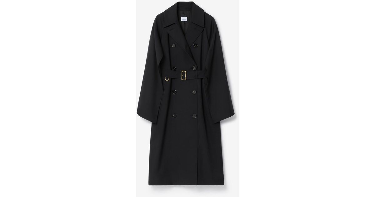 Burberry Wool Blend Trench Coat in Black | Lyst
