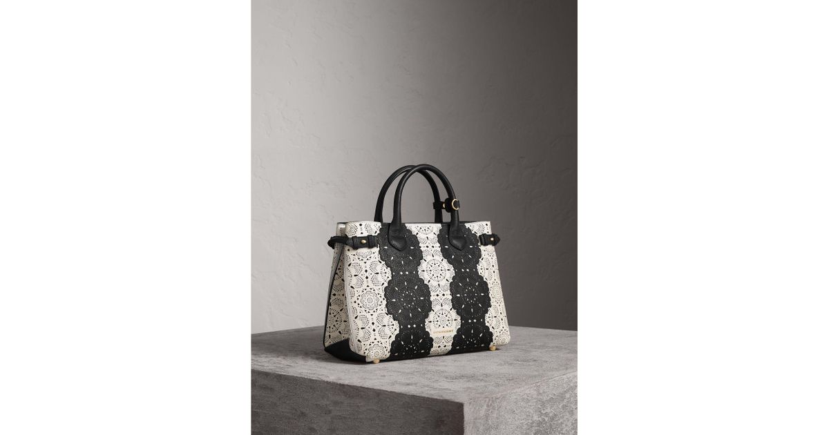 Burberry Black The Medium Banner Lace Leather Bag
