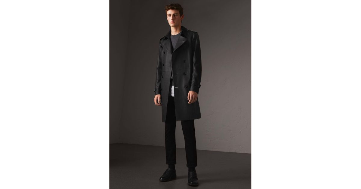 Burberry Lambskin Trench Coat - Men | in Black for Men | Lyst