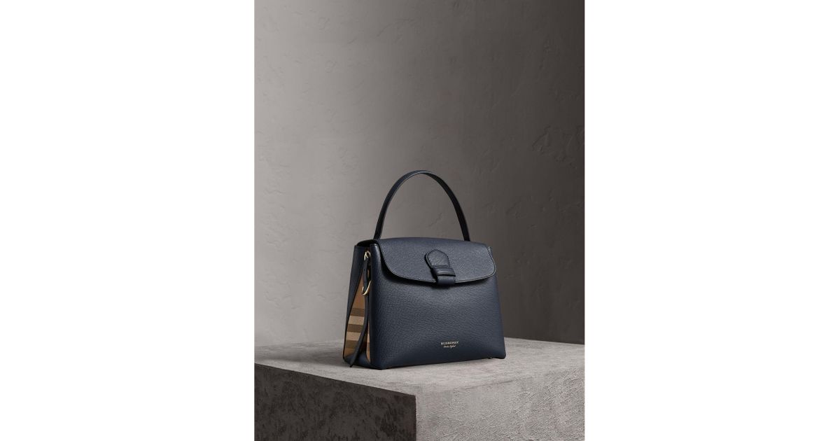 medium grainy leather and house check tote bag