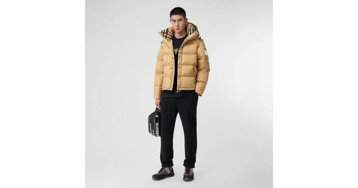 Burberry Synthetic Detachable Sleeve Hooded Puffer Jacket in 