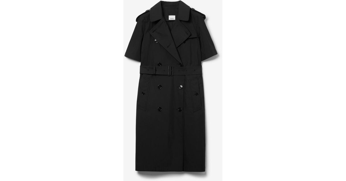 Burberry Cotton Blend Trench Dress in Black | Lyst
