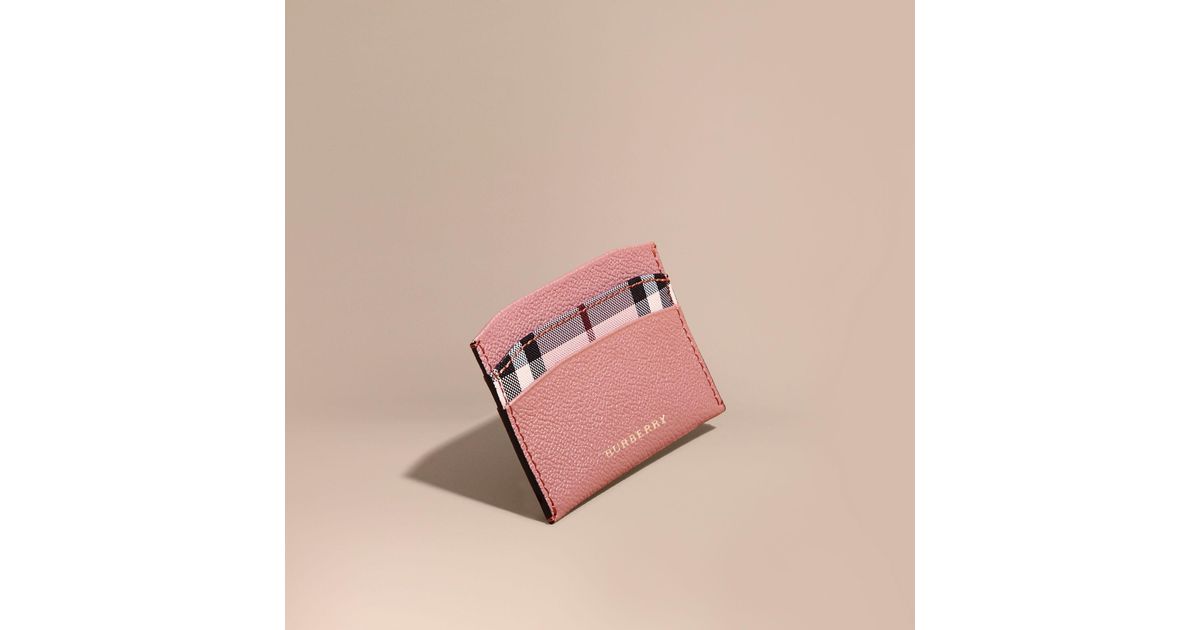 Burberry Check And Leather Card Case Ash Rose/ Dusty Pink | Lyst