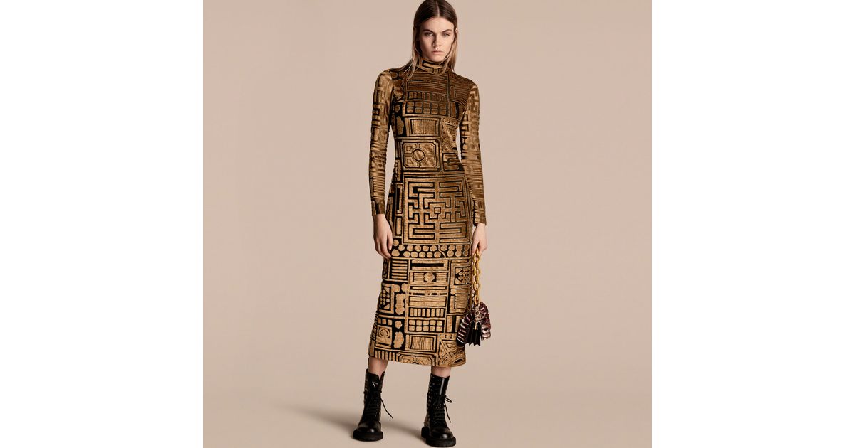 burberry stretch velvet devor 233 bodycon dress light brown in brown lyst burberry stretch velvet devor 233 bodycon dress light brown in brown lyst