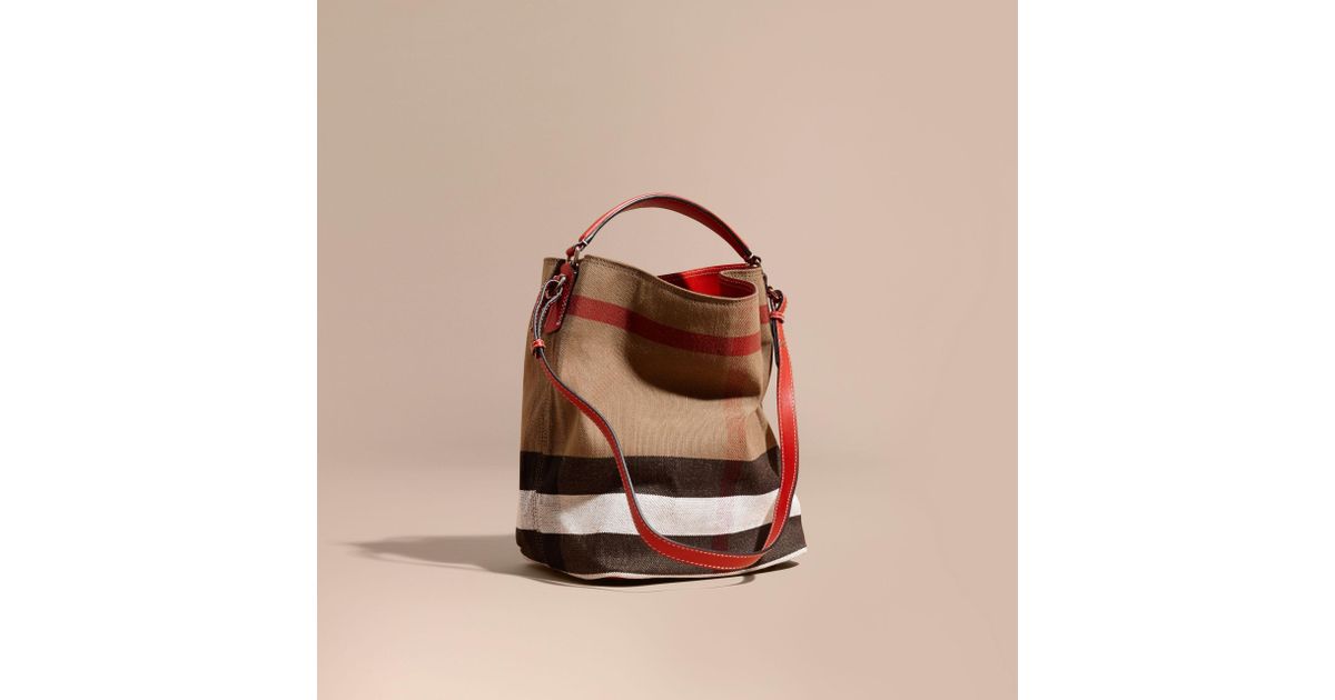 Burberry Medium Check Canvas Hobo Bag | Lyst
