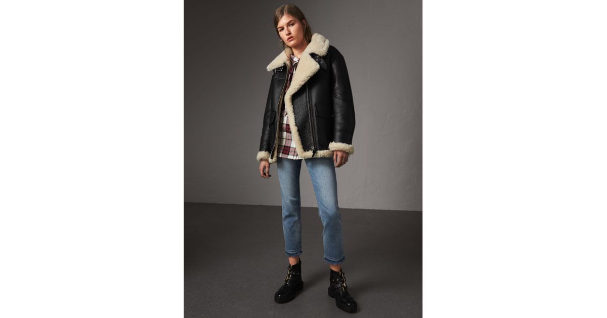 Burberry Shearling Aviator Jacket in Black Lyst