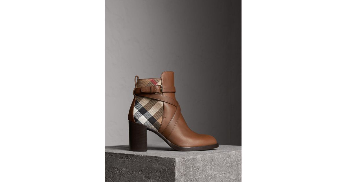 burberry house check leather bootie