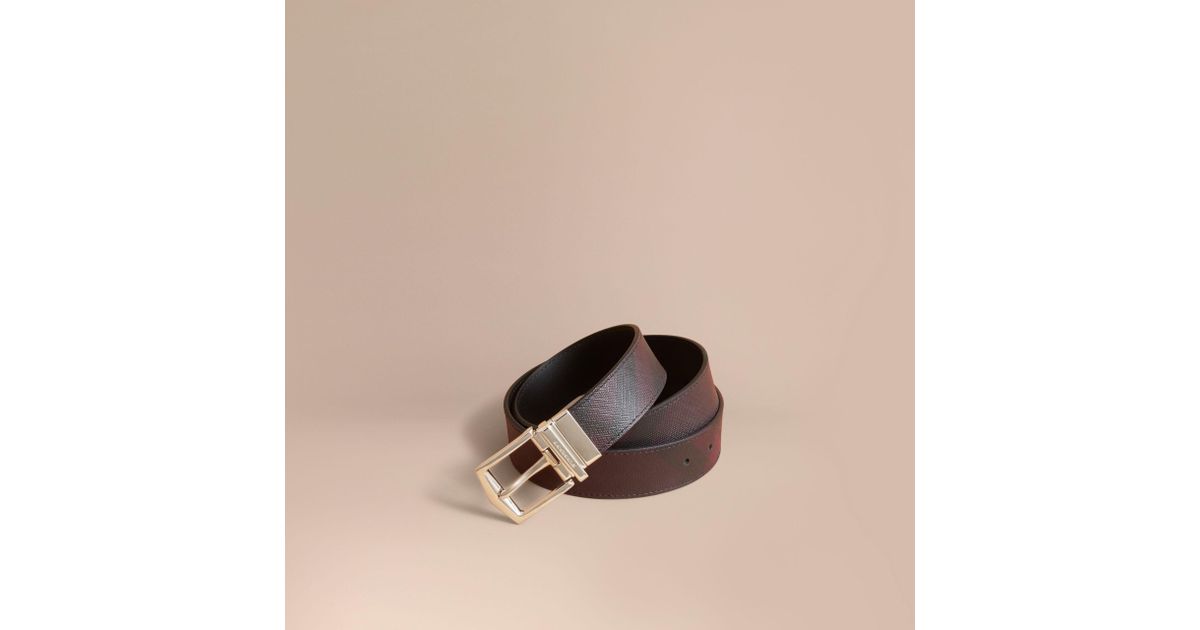 reversible london check and leather belt