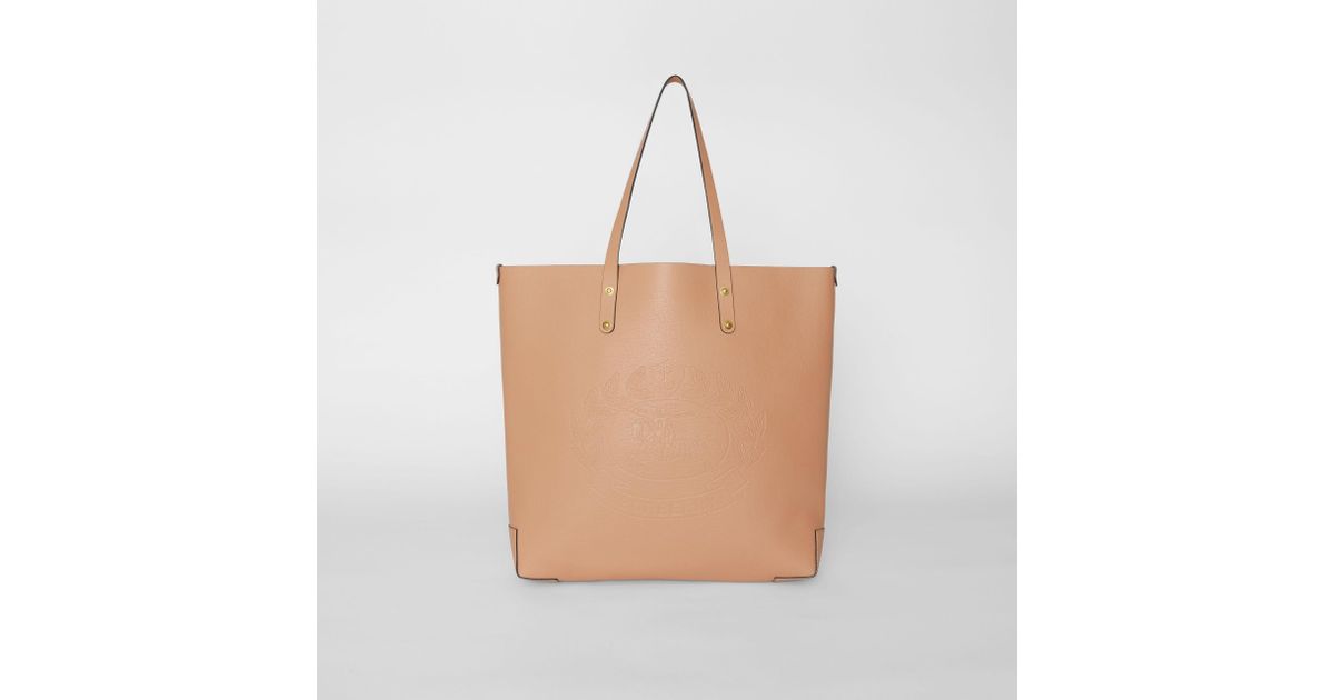burberry large embossed crest leather tote
