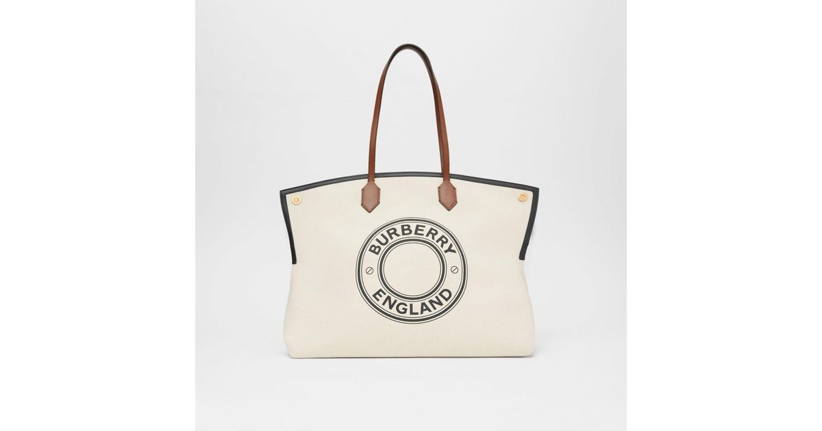 Burberry Large Logo Graphic Cotton Canvas Society Tote | Lyst