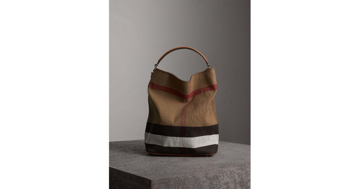 the medium ashby in canvas check and leather