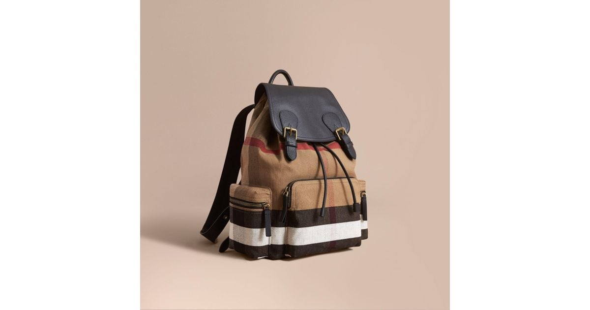 Burberry The Large Rucksack In Canvas Check And Leather Classic for Men |  Lyst