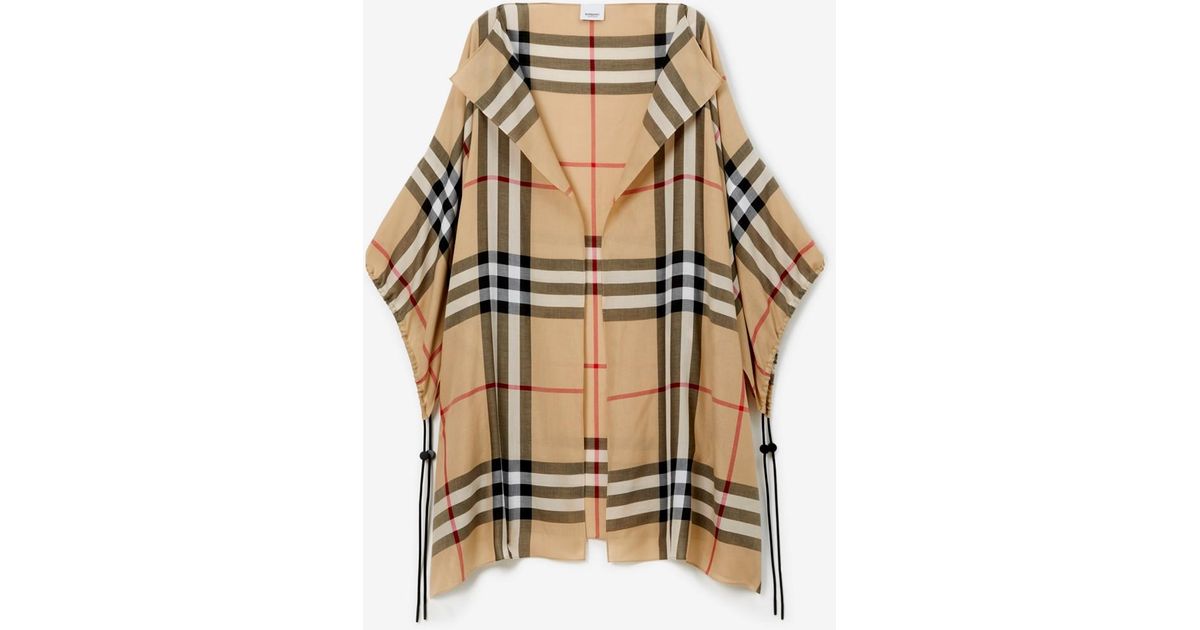 Burberry Check Cotton Cape in Natural | Lyst UK