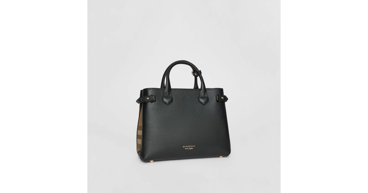 Burberry The Medium Banner In Leather And House Check Black | Lyst