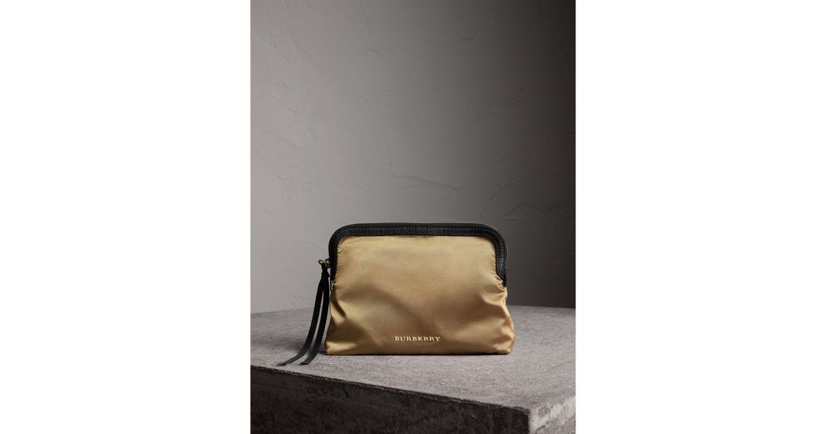 Burberry Synthetic Large Zip-top Leather-trimmed Technical Nylon Pouch -  Lyst