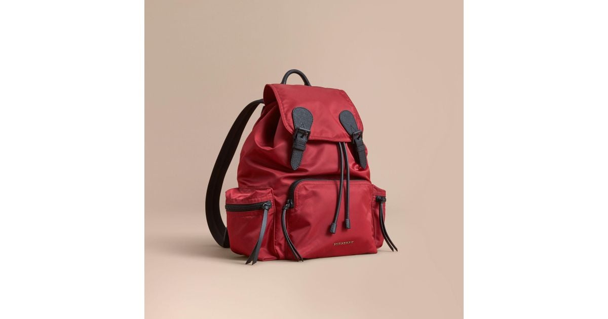 red burberry backpack