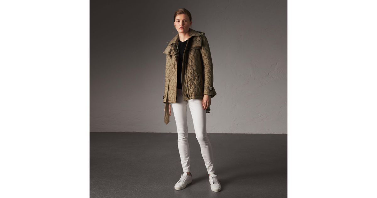 quilted trench jacket with detachable hood