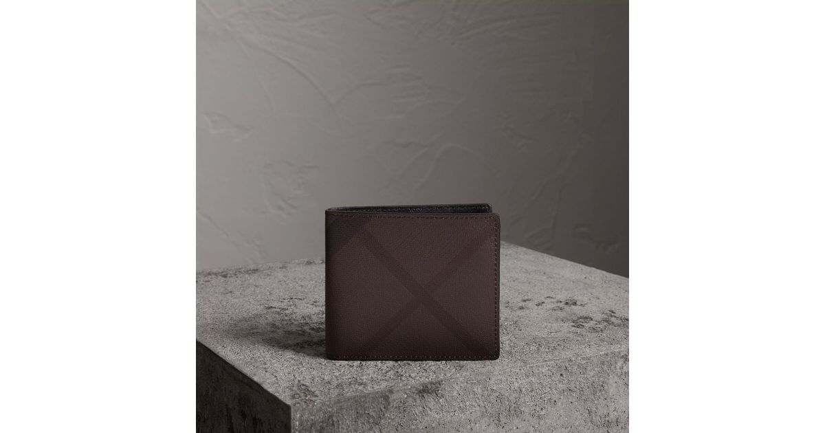 Burberry Synthetic London Check International Bifold Wallet Chocolate/black  in Brown for Men - Lyst