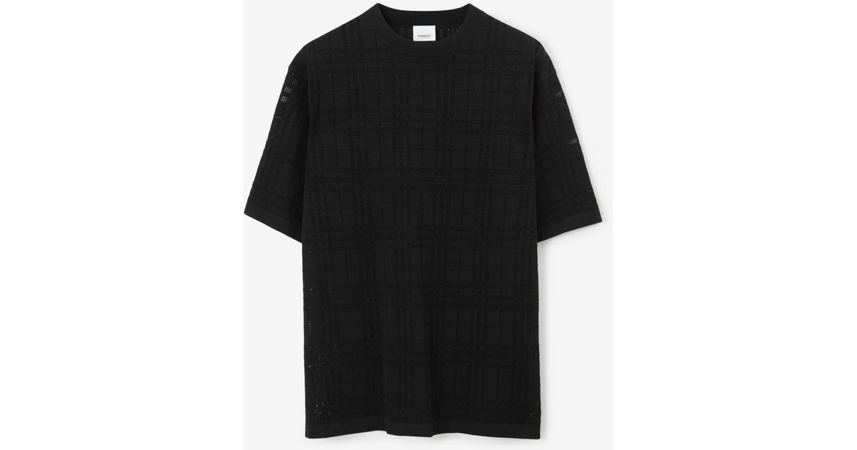 Burberry Check Technical Cotton Oversized T-shirt in Black for Men | Lyst