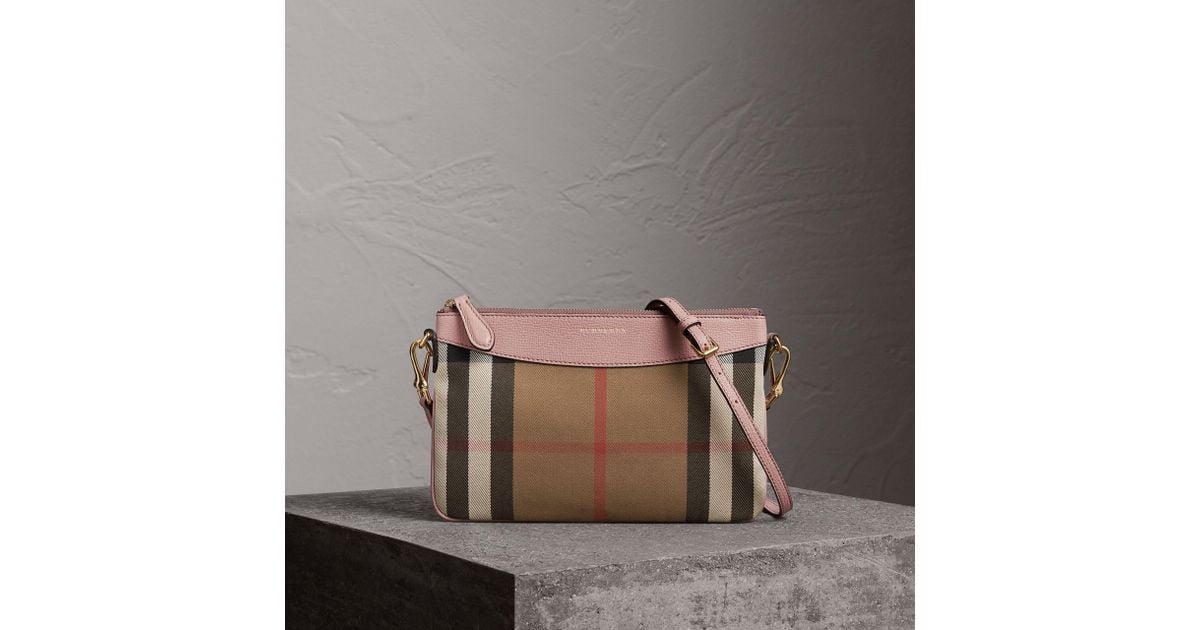 burberry house check and leather clutch bag
