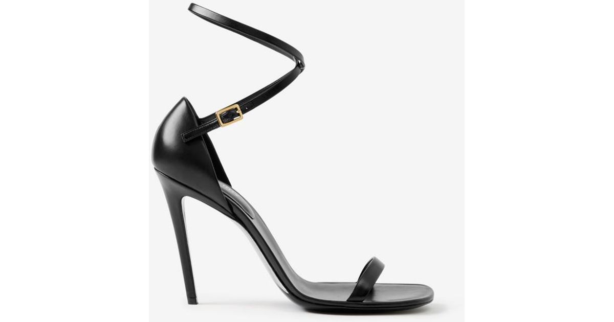 Burberry Stiletto-heel Leather Sandals in Black | Lyst