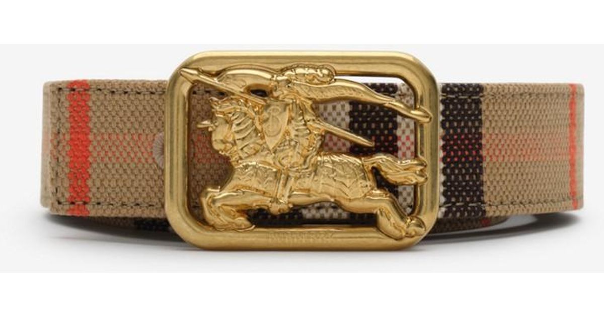 Burberry Reversible Check Rider Belt in Natural | Lyst UK