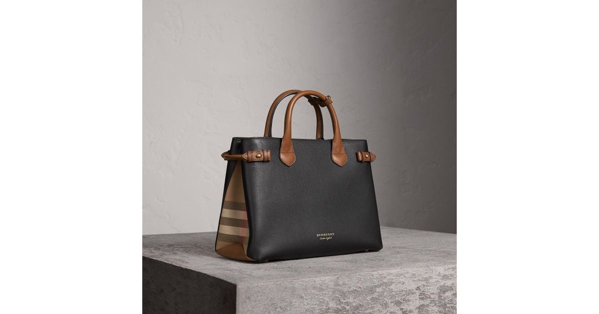 Burberry The Medium Banner In Two Tone Leather | in Black/Tan (Black) | Lyst