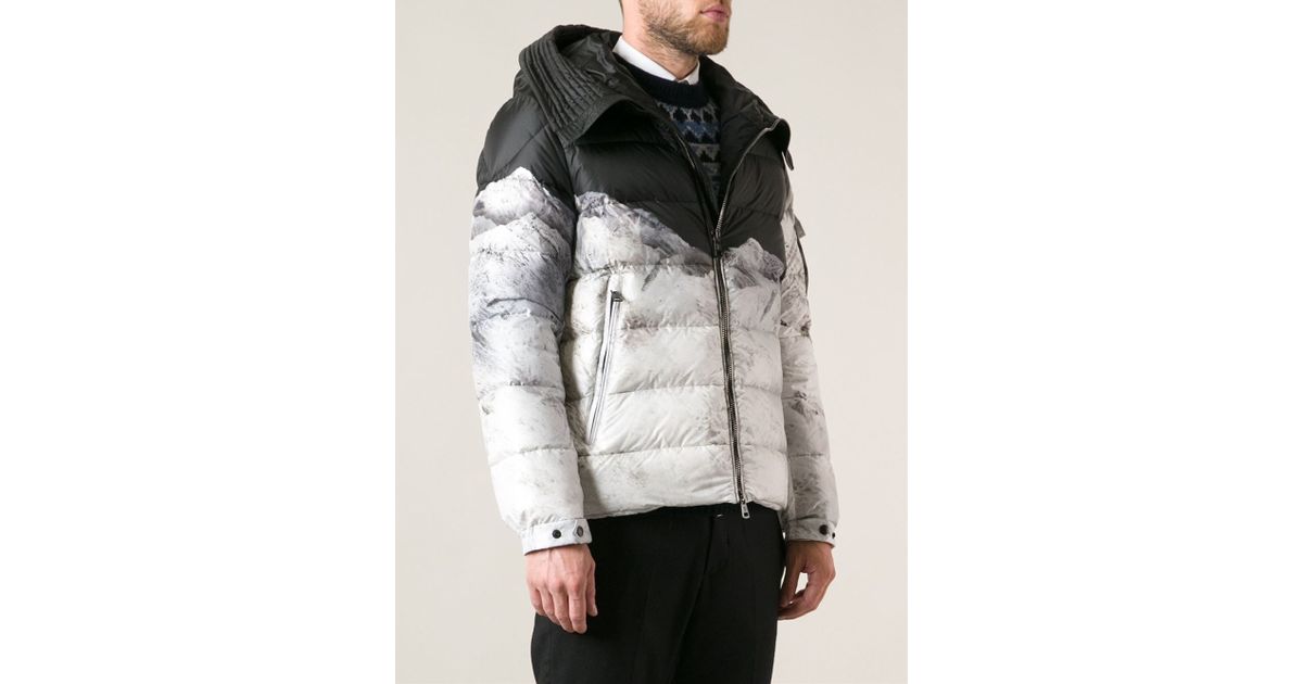 Moncler Printed Padded Coat in White 