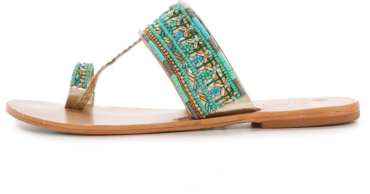 Star Mela Sabri Beaded Sandals - Turquoise in Blue - Lyst