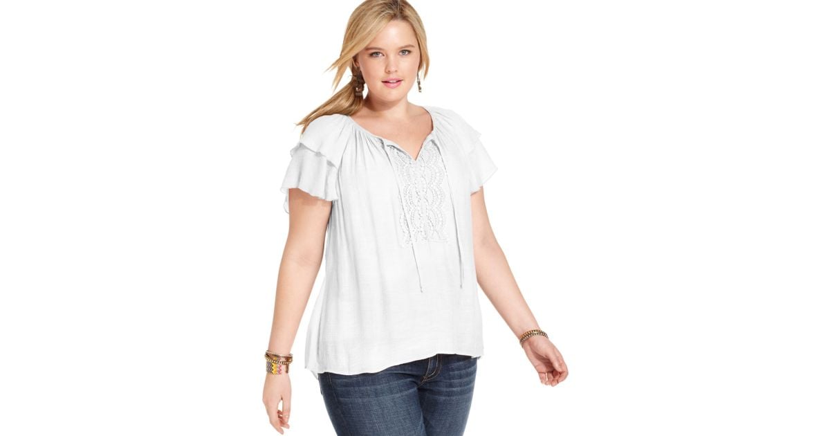 plus size short sleeve peasant tops