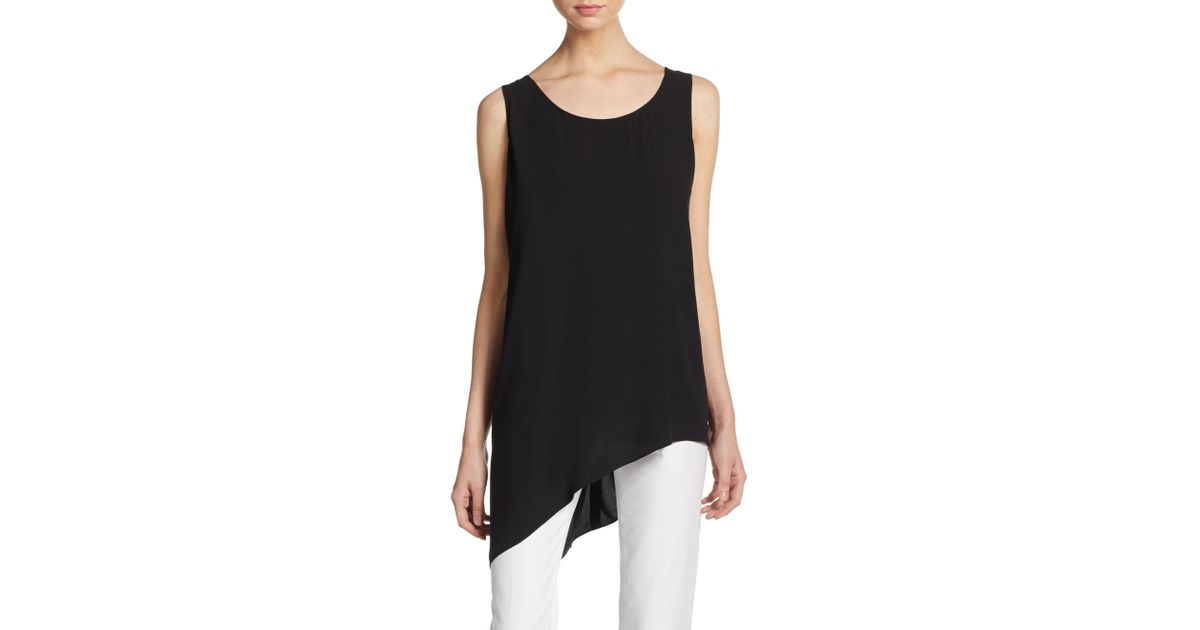 Eileen Fisher Asymmetrical Silk Tunic in Black