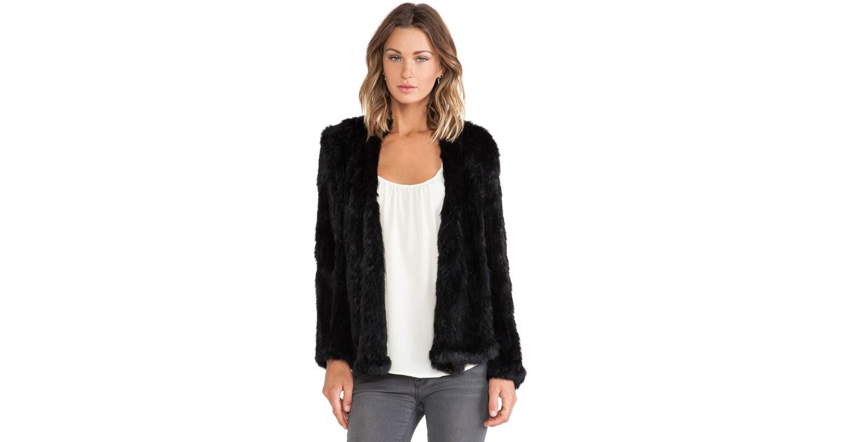 Knitted rabbit fur jacket deals
