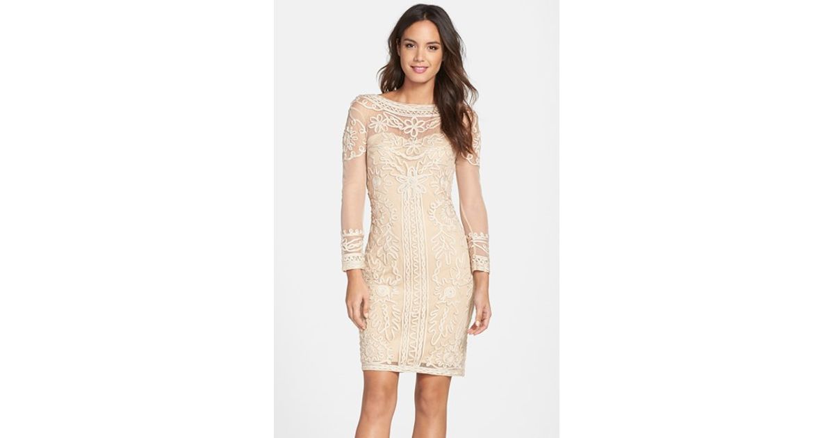 soutache mesh sheath dress