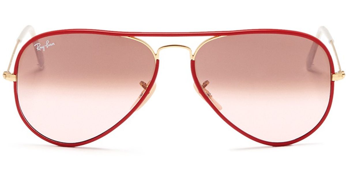 RayBan 'aviator Full Colour' Acetate Rim Wire Sunglasses in Red Lyst
