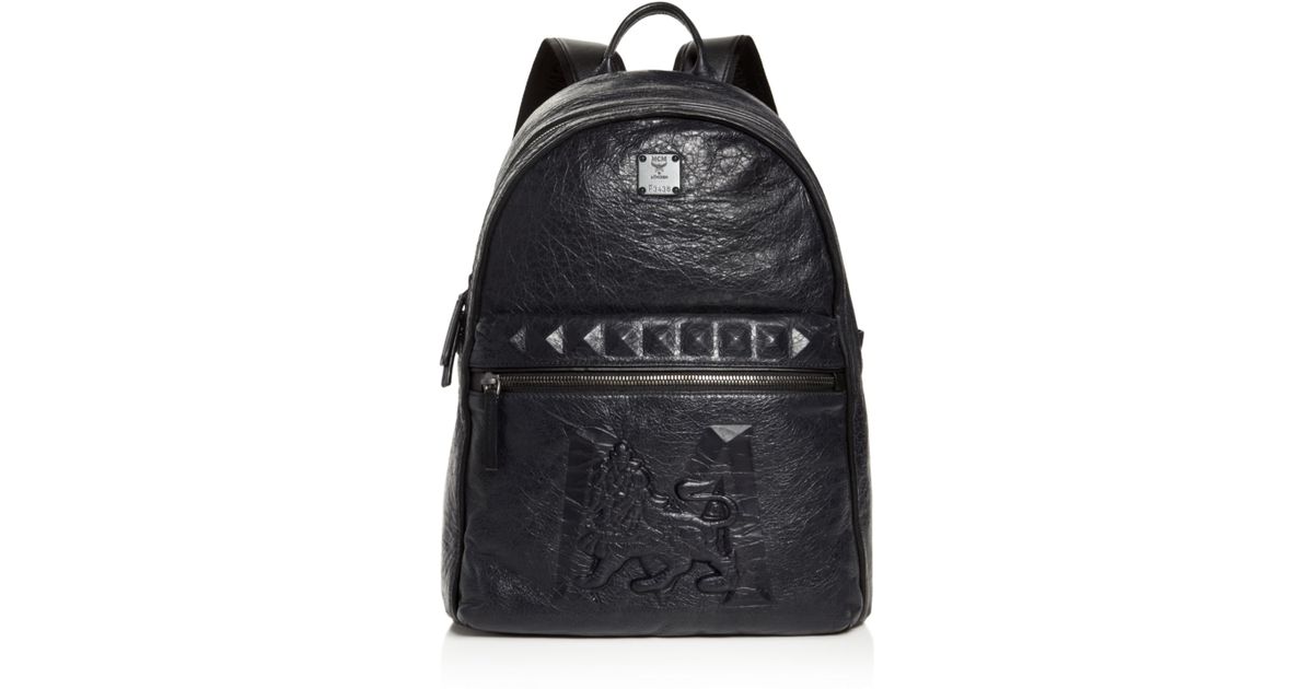 mcm backpack black and blue