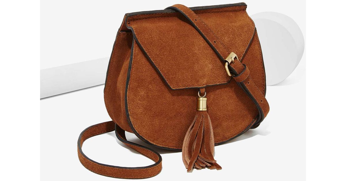 Lyst Nila Anthony Wild West Suede Bag In Brown