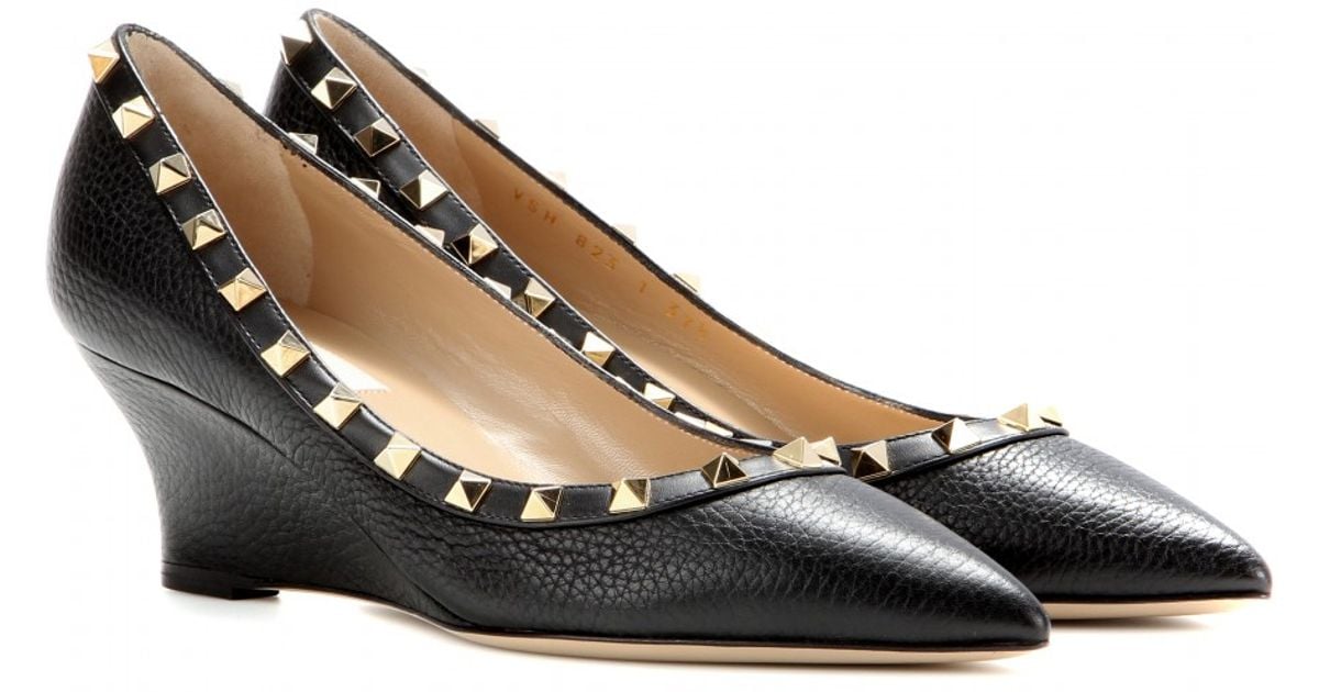 valentino rockstud wedge pump