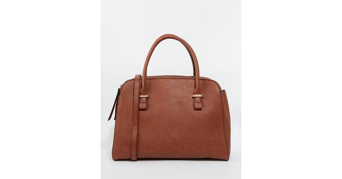 Oasis Triple Compartment Cross Body Bag in Brown