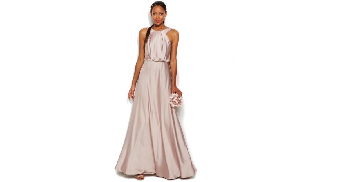 calvin klein satin halter gown