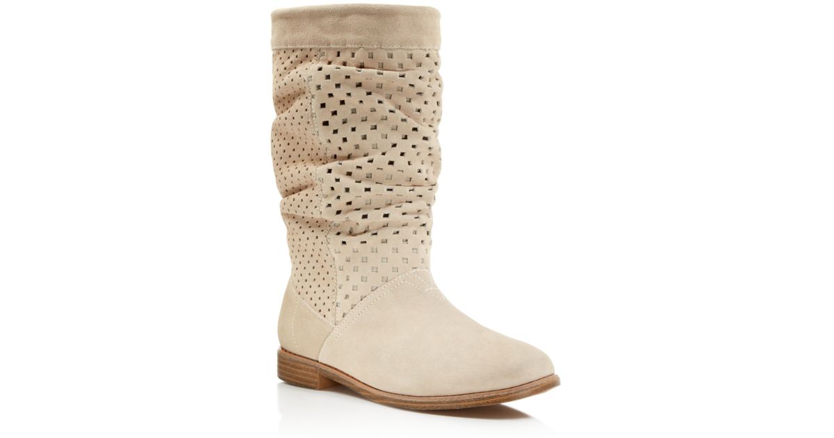 suede perforated booties