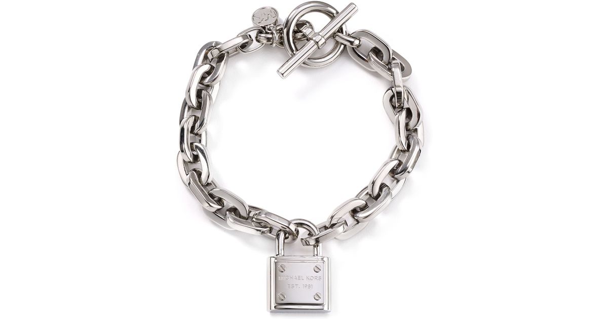 Michael Kors Chain Link Padlock Toggle Bracelet in Silver (Metallic) - Lyst