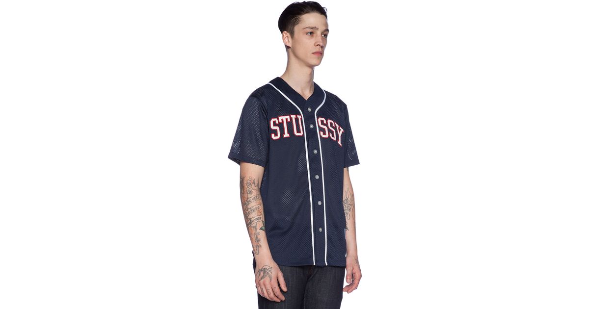 Stussy Mesh Baseball Jersey in Blue for Men | Lyst