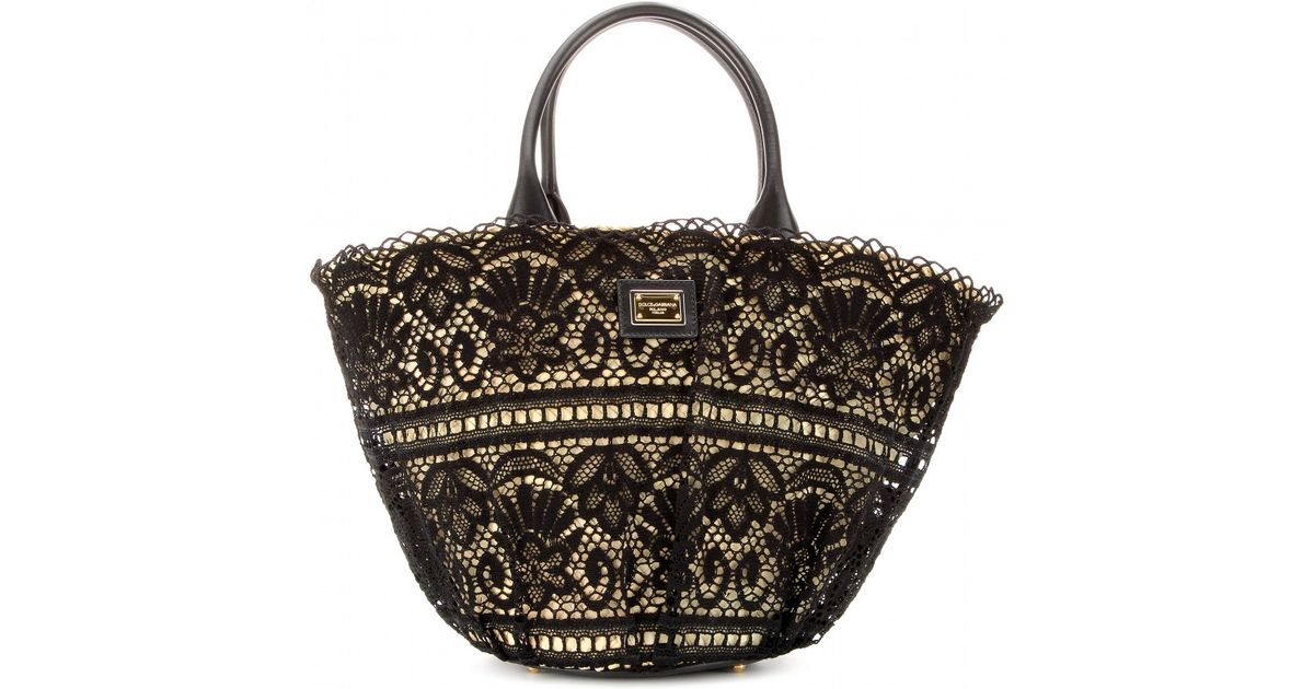 Dolce & Gabbana Raffia and Crochet Tote in Black - Lyst