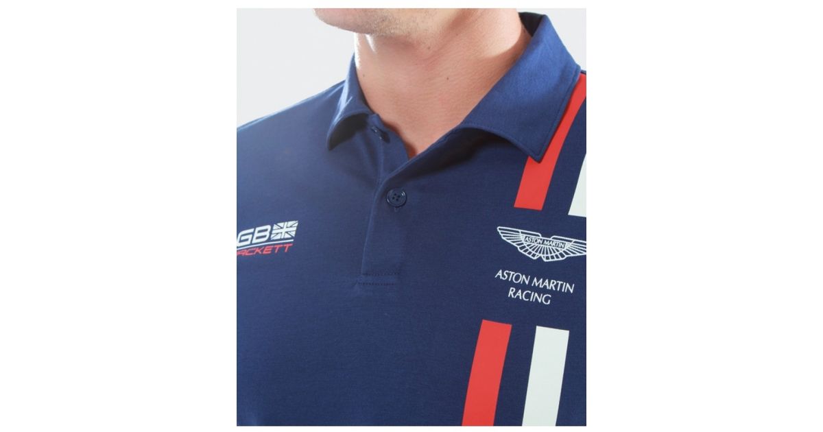 Hackett Aston Martin Racing Stripe Polo Shirt in Navy (Blue) for Men - Lyst