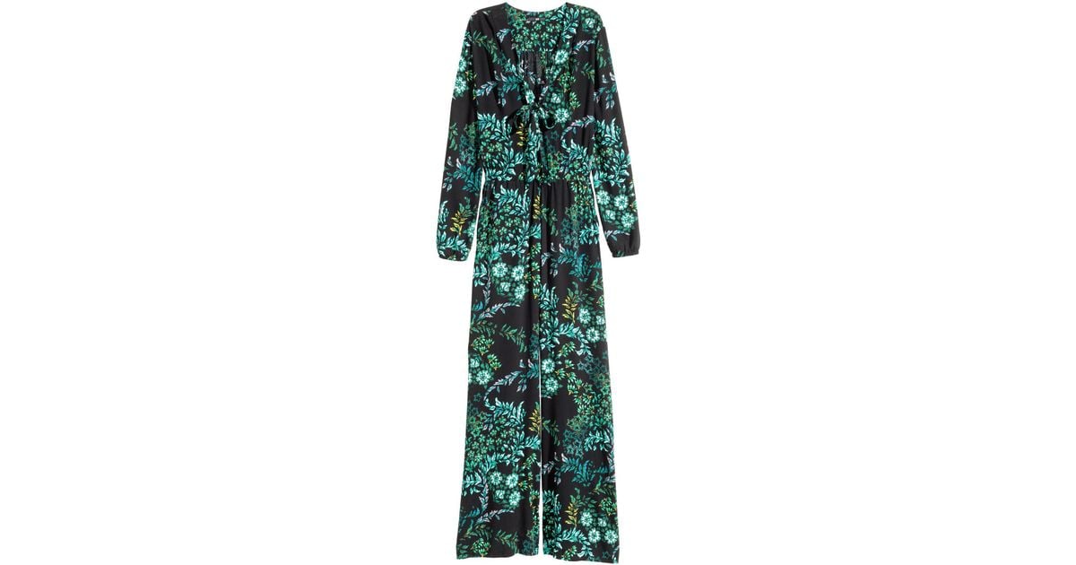 green patterned jumpsuit