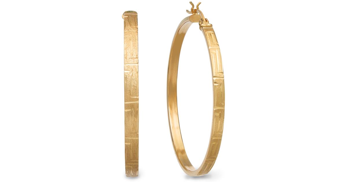 Macy's 14k Gold Large Diamondcut Satin Hoop Earrings in Metallic Lyst